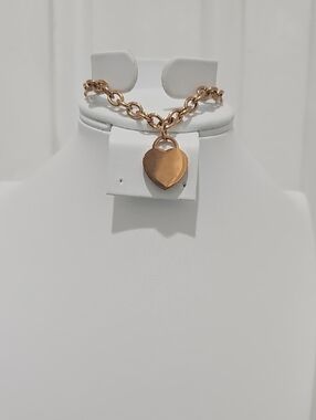 Gold Heart Padlock Charm Chain Bracelet